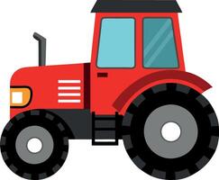A red tractor with a black frame and a white background vector