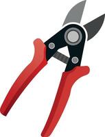 A pair of scissors with a red handle and a black tip vector