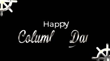 happy columbus day animation with silver metallic text effect and sparkling particles. video