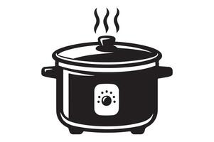Rice Cooker Appliance Icon in Silhouette vector