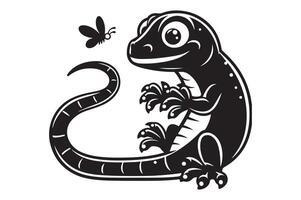 Lizard Silhouette Graphic on White Background vector