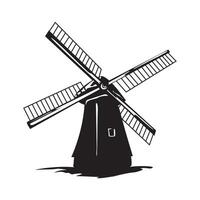 windmill silhouette design. traditional building in Holland. vector