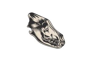 A black and white drawing of a dog skull vector
