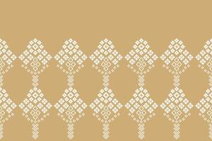 Pixel art cream color background motif fabric design. vector