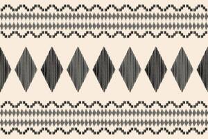 Ikat pattern motif with cream background color ethnic. vector