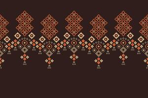 Ethnic pattern motif pixel design witn bown background color tone. vector
