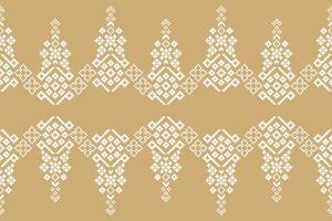 fabric pattern cross stitch motif cream background color pixel. vector