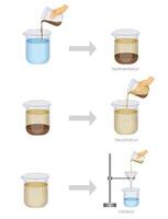Sedimentation, Decantation, and Filtration Methods for Separating Mixtures Effectively vector