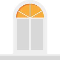 A front door of a house with a window and a threshold. vector