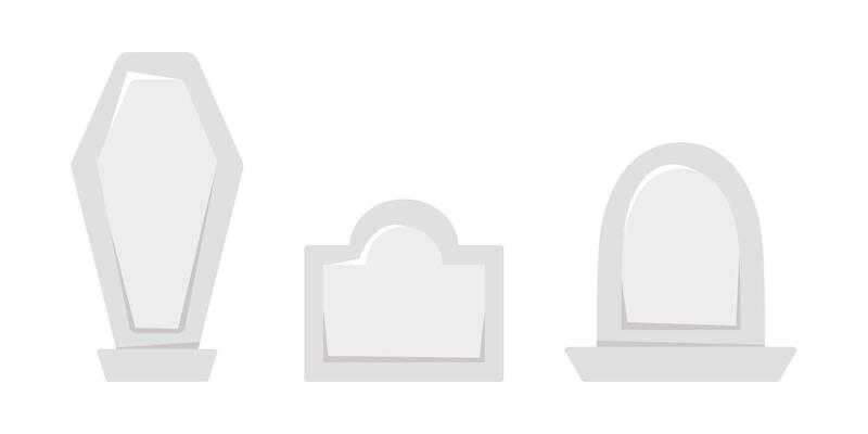 Set of cartoon cute graves of different shapes. Flat illustration isolated on white.