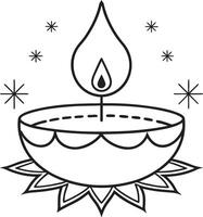 Simple and Clean Diwali Line Art on White Background. vector