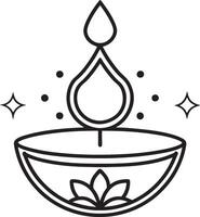Diwali Festival in Minimalist Line Art on White Background vector