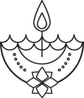 Graceful Diwali Elements Line Art with White Background vector