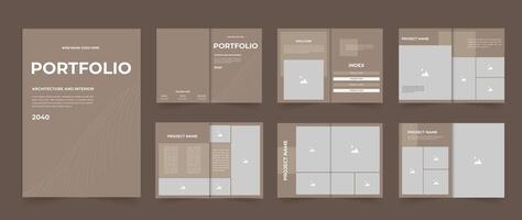 Interior portfolio brochure or architecture portfolio layout design A4 size vector