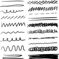 Set of artistic pen brushes. Hand drawn grunge strokes. Doodle lines, various dividers for web sites. vector