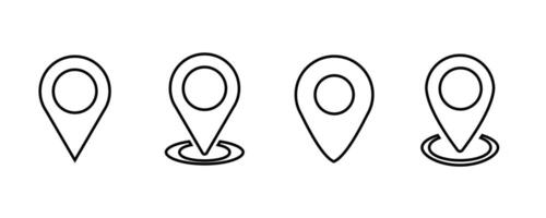 four different types of pin points on a white background. Map pin icon line symbol set. Location outline icon vector