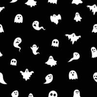 Seamless pattern with cute ghosts for Halloween. Repeating print for fabric, wrapping paper, textile vector