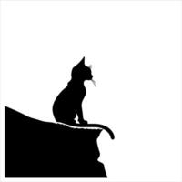 Cat on looking alone silhouette vector
