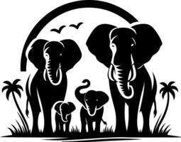 Elephant with his infant silhouette design vector