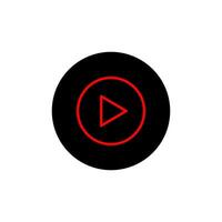 A red play button is shown in a black circle vector