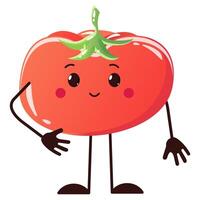 Red Tomato cute character. Tomato minimalist style isolated on a white background. illustration is Suitable for menu books, t shirts, stickers or web vector