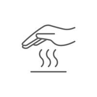 Warning sign for hot surface. Illustration graphic Caution do not touch hot surface symbol on white background. Editable stroke. vector