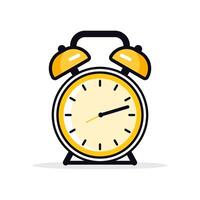 A Simple, Flat Icon Of An Alarm Clock, With A White Background And White And Yellow Colors. vector