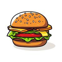 Cartoon Style Illustration Of A Hamburger, A Flat Icon Design In A Simple, Minimalistic vector