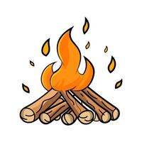 Cartoon type Illustration Of A Bonfire, Simple Line Art Drawing With Bold Lines And Solid Colors vector