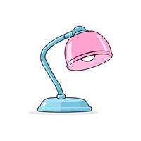 Pink Desk Lamp Design With A Blue Base On A White Background vector