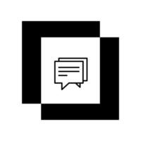 A black and white square with a speech bubble icon vector