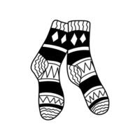 Socks with geometric patterns in the doodle style. Winter socks, an icon. vector