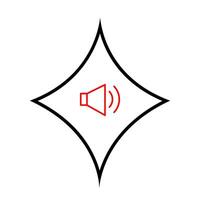 A red and black icon of a speaker vector