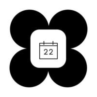 A black and white flower with a calendar on it vector