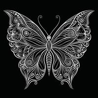 Whispers of Elegance Butterfly in Silhouette and line art design vector