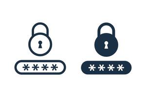 Password icon flat and line design style. Padlock with password icon, isolated on a White background. vector