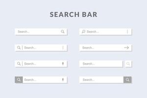 Search Bar for ui, design and web site. Search Address and navigation bar icon. Collection of search form templates for websites vector