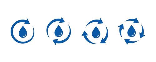Recycle water icon. Water drop with arrows. Planet bio protection circle flat design vector