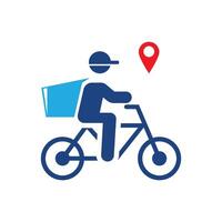 A person riding a bike with a box on the back vector