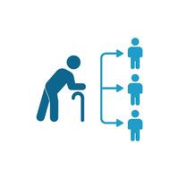 An illustration of a person with a cane and a person with a stick vector