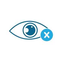 An eye with a cross and a x sign vector