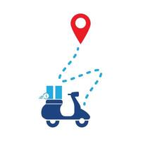 A scooter with a map pin on it vector
