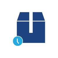 A blue box with a clock icon on it vector