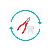 A tooth and pliers are in a circle with a toothbrush vector
