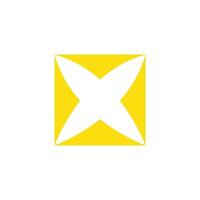 A yellow and white logo with a cross in the middle vector