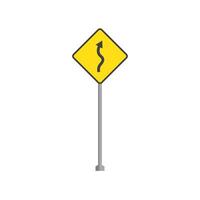 A yellow sign with a curved arrow pointing down vector
