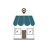 A store with a pin on it and a map pointer vector