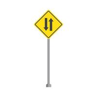 A yellow sign with two arrows pointing in opposite directions vector