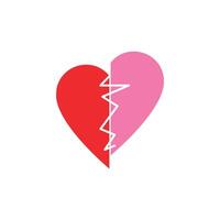 A broken heart is shown in a white background vector