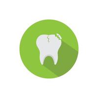 A tooth with a broken tooth in the middle of it vector